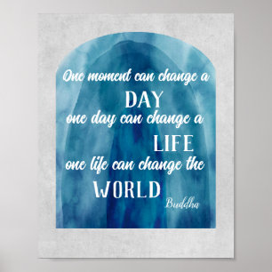 Poster inspiração Buda citar azul e cinza aquática