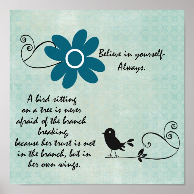 Poster Inspiração Confie na sua própria Cotação das Asas (Frente)