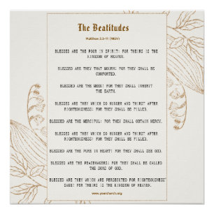 Póster Inspiração das Beatitudes de Creme e Bronze