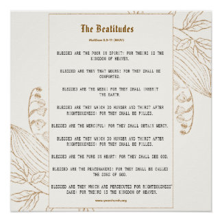 Póster Inspiração das Beatitudes de Creme e Bronze