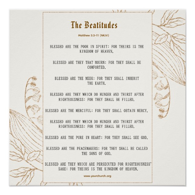 Póster Inspiração das Beatitudes de Creme e Bronze (Frente)