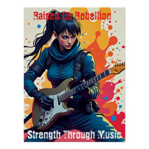 Póster Inspiração de Arte Guitarista de Ninja Personaliza