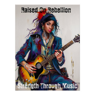 Póster Inspiração de Arte Guitarrista Personalizada para