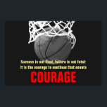 Poster Inspiração de basquete de coragem para sucesso<br><div class="desc">Sucesso não é final - Citações motivacionais de posters e impressões</div>