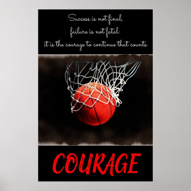 Poster Inspiração de basquete de coragem para sucesso (Frente)