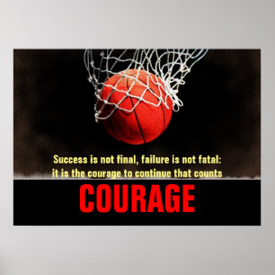 Poster Inspiração de basquete de coragem para sucesso