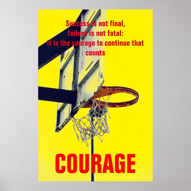 Poster Inspiração de basquete de coragem para sucesso (Frente)