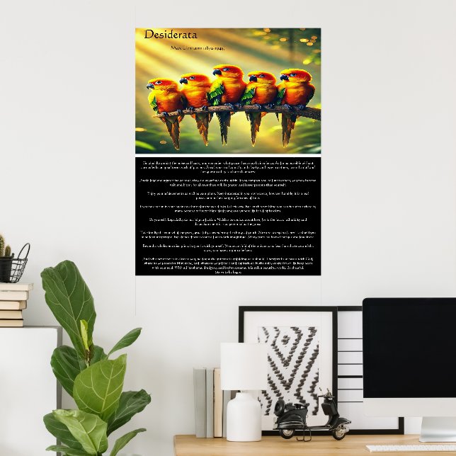 Poster Inspiração de Papagaio Tropical Sun Vibrante Desid (Escritório em casa)