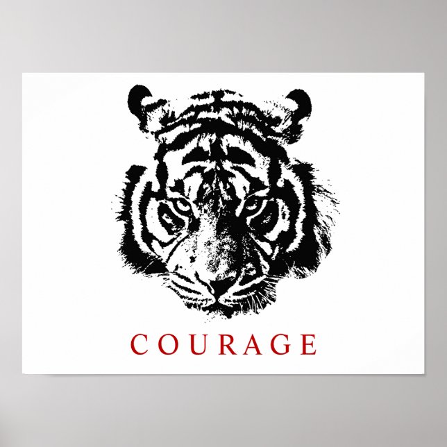 Poster Inspiração de Tigre de Coragem Motivacional (Frente)
