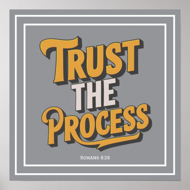 Poster Inspiração de Tipografia Cristã Confie no Processo (Frente)