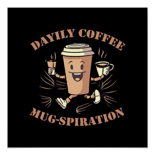 Póster Inspiração Diária de Caneca de Café (Frente)
