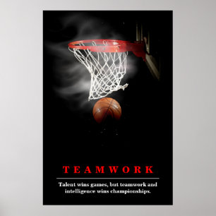 Póster Inspiração Motivacional de Basquete de trabalho em