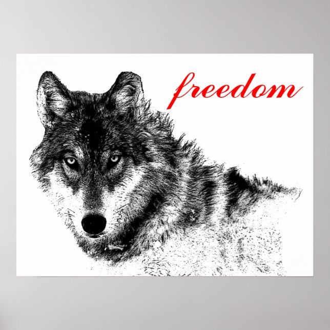 Poster Inspiração Motivacional Wolf Freedom (Frente)