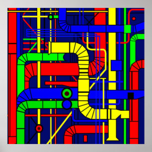 Póster Inspirado pelo Centro Georges Pompidou