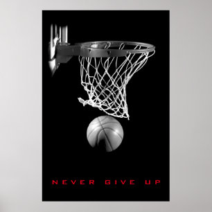 Póster Inspirador branco preto nunca dá acima o
