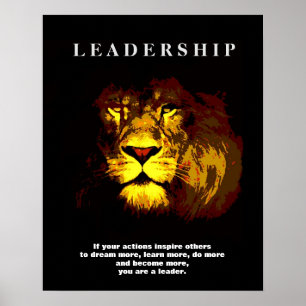Poster inspirador do leão da liderança do pop ar