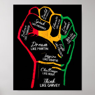 Poster Inspirador Líderes Pretos, Punho de Energia Preto