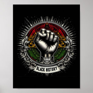 Poster Inspirador Líderes Pretos, Punho de Energia Preto