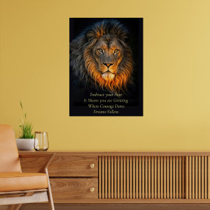 Poster Inspirador Motivacional Abrace seu Medo Leão