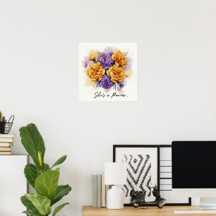 Poster Inspirando Cravos, "Ela é pioneira" Arte Floral