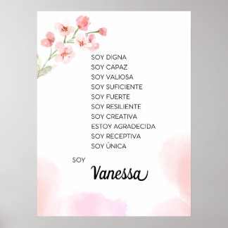 Poster Inspirando sua jornada com afirmações em espanhol