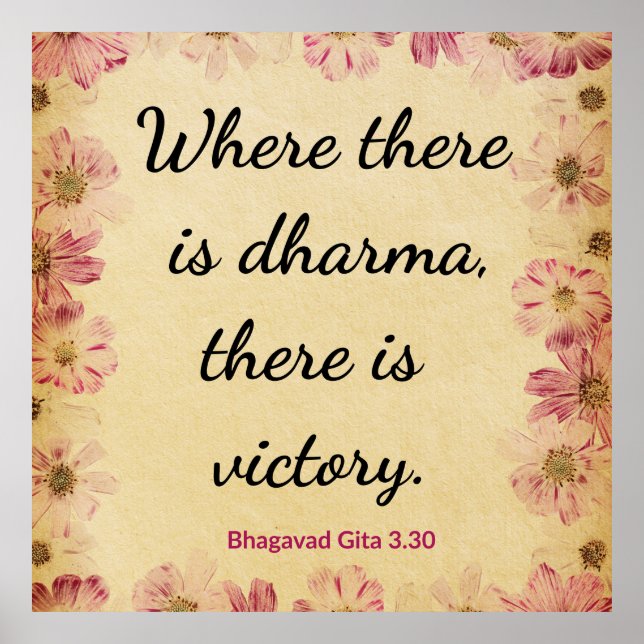 Poster Inspirational Beige Pink Gita Dharma Victory  (Frente)