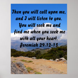 Poster Inspirational Bíblia Verse Custom Jeremiah 29:12-1