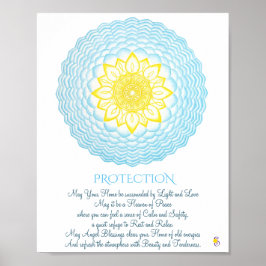 Poster Inspirational Blue Yellow Mandala - Geometria Sagr