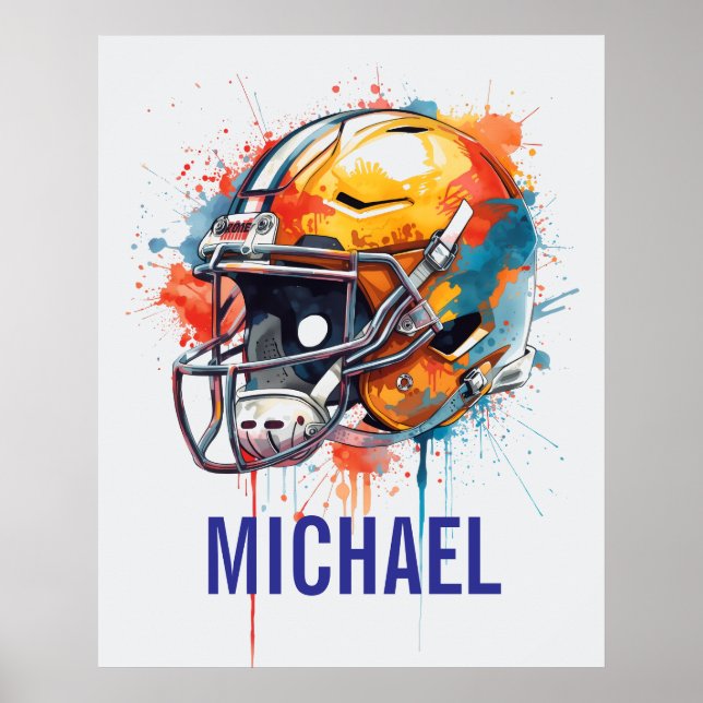 Poster Inspirational Motivational Football Helmet Name (Frente)