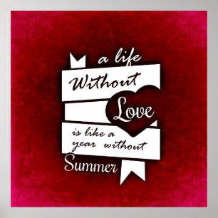 Poster Inspirational Quote on Love on a Red Background