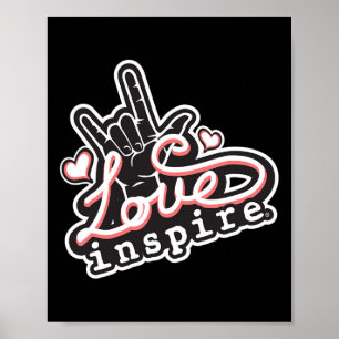 Poster Inspire Amor Asl Ily Sinal Mão Língua Gestual Surd