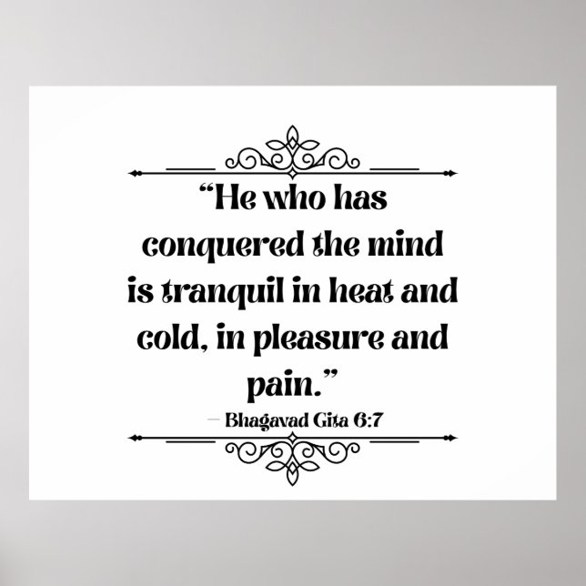 Poster Inspired Grey Minimalist Bhagavad Gita Quote (Frente)