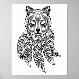 Póster Inspired Wolf With Dreamcatcher 2