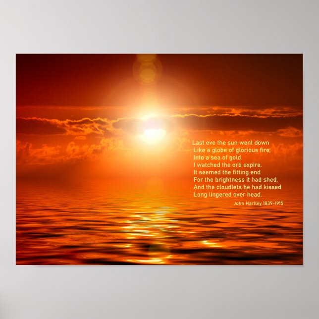 Poster Inspiron Sunset Orange Ouro Sky Sea Dourado SM (Frente)