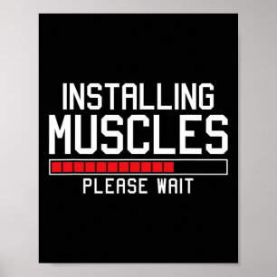 Poster Instale Músculos, Por Favor, Aguarde Engraçado Gym
