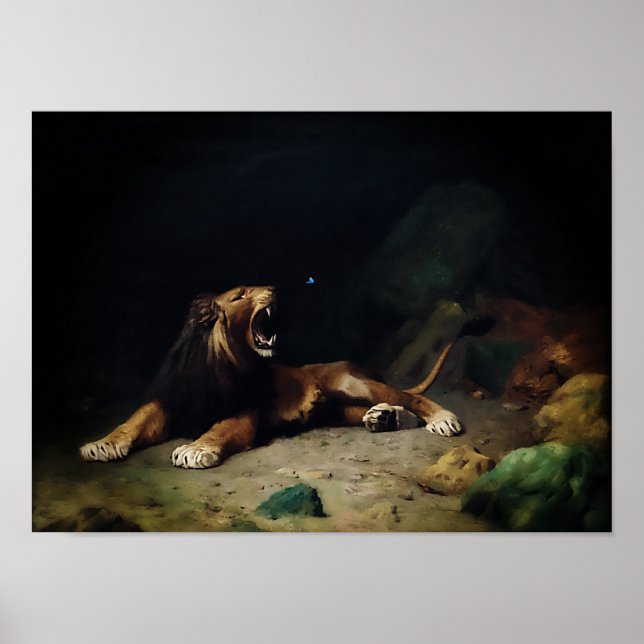 Póster Instantâneo de leões em uma borboleta (Frente)