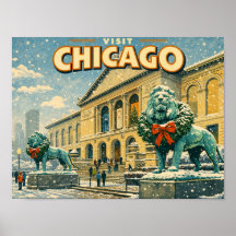 Instituto de Arte de Chicago em cartão postal de i