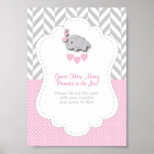 Poster Instrução de Jogo de Elefante Rosa