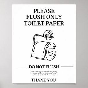 Poster Instrução para Dar Descarga Apenas no Papel Higiên