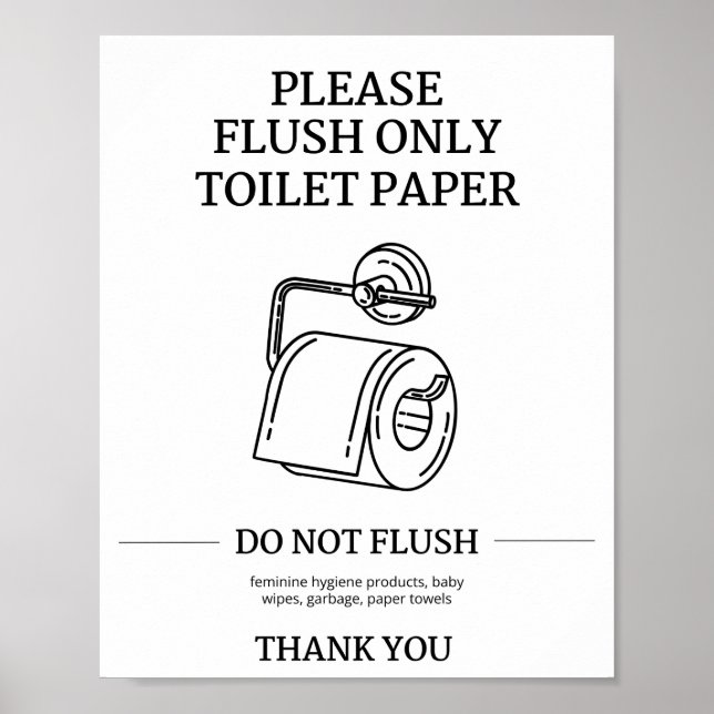 Poster Instrução para Dar Descarga Apenas no Papel Higiên (Frente)