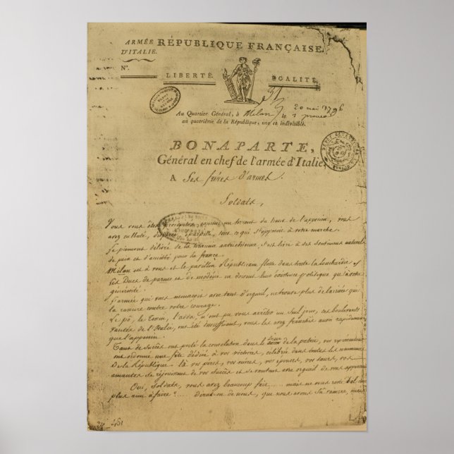 Poster Instruções aos soldados emitidas por Napoleão (Frente)