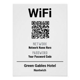 Póster Instruções de WiFi com Código QR