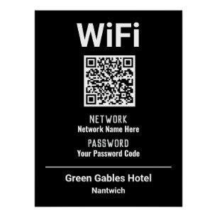 Póster Instruções de WiFi com Código QR