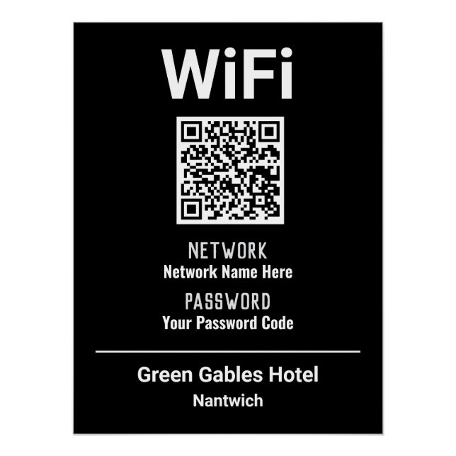 Póster Instruções de WiFi com Código QR (Frente)