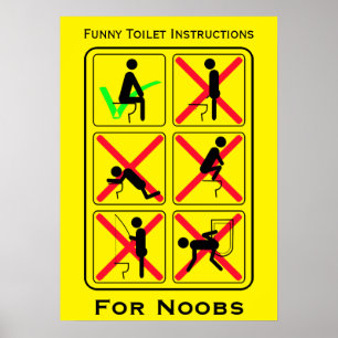 Póster Instruções engraçadas do toalete