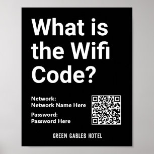 Poster Instruções WiFi com código QR em um