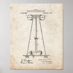 Póster Instrumento de Tesla para transmitir a energia