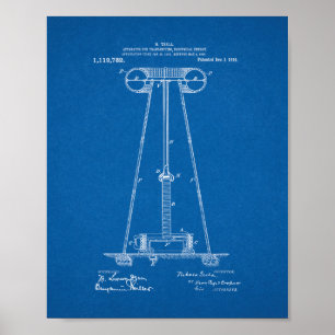 Póster Instrumento de Tesla para transmitir a energia