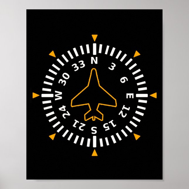 Poster Instrumento de Voo de Compass de Aeronaves (Frente)