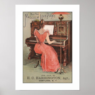 Poster Instrumento Musical de Advertimento de Piano Vinta